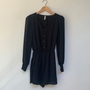 Xhileration black long sleeved romper.